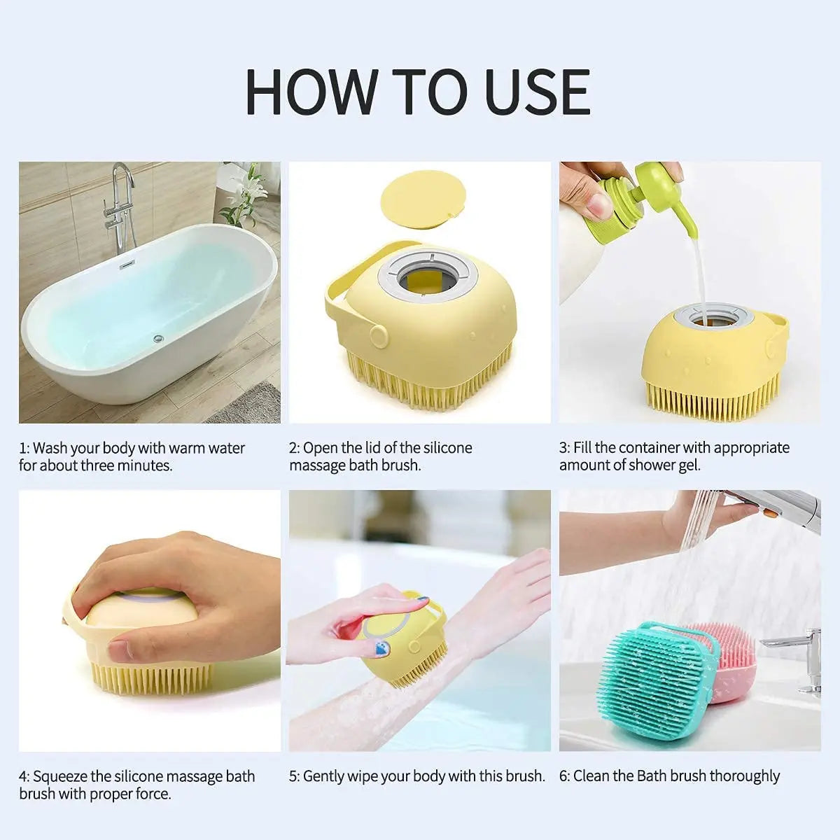 Silicone Bath Brush with Shampoo Reservoir