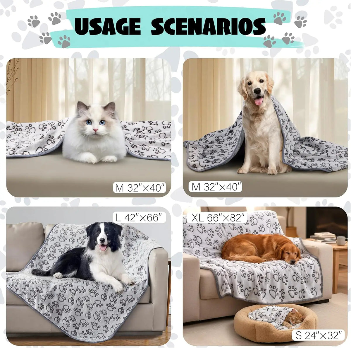 Soft Paw-Print Fleece Blanket