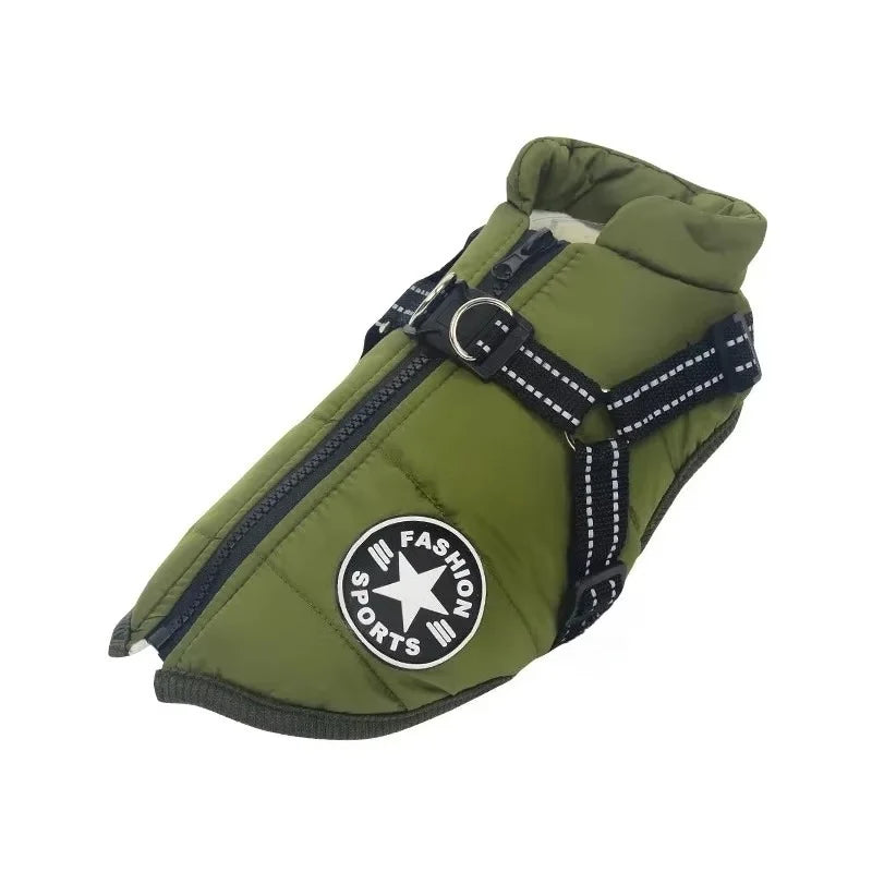 Large-Dog Jacket with Harness Opening