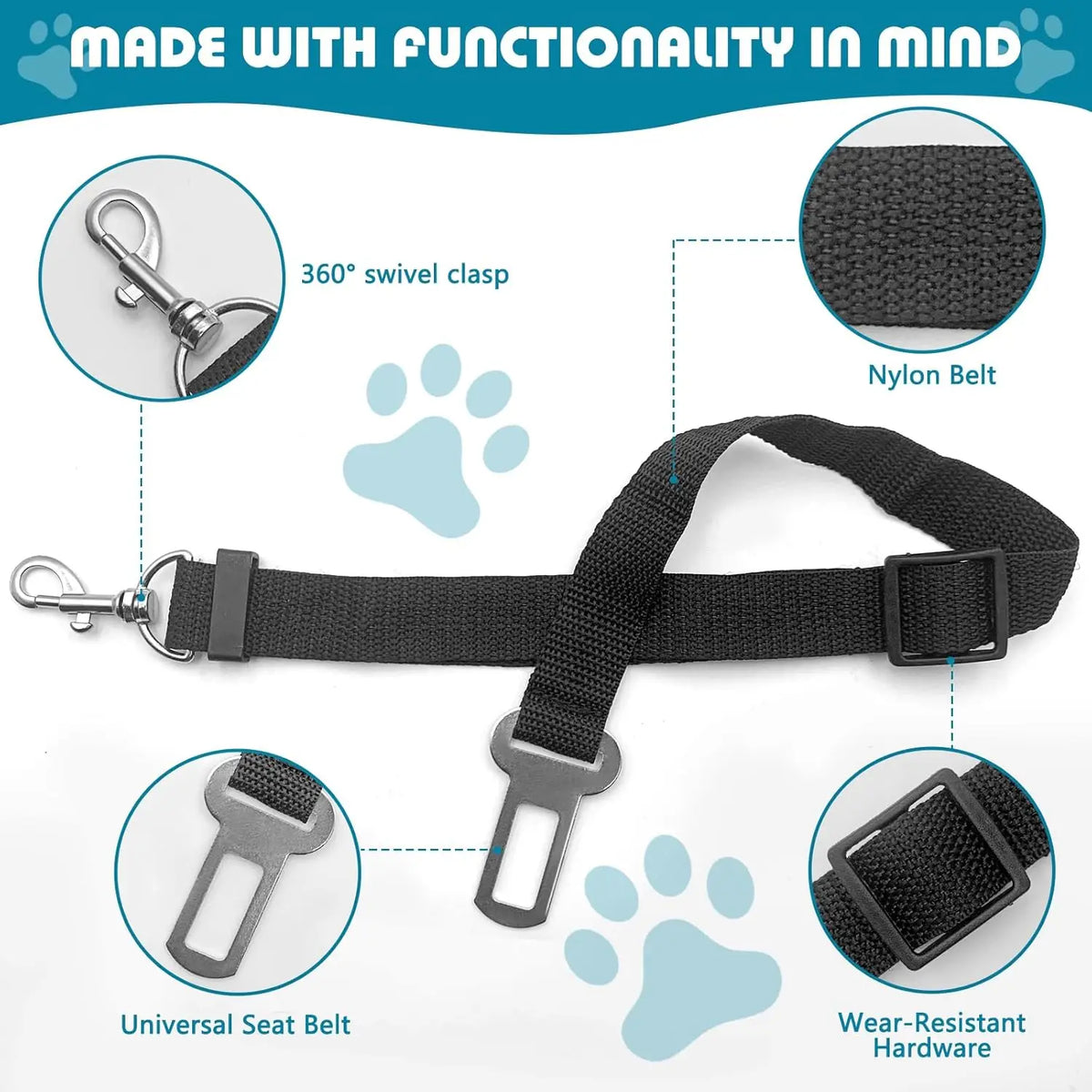 Swivel-Hook Car Seat Belt Tether