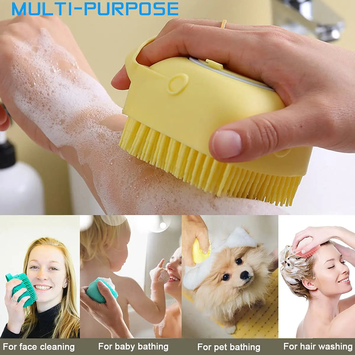 Silicone Bath Brush with Shampoo Reservoir