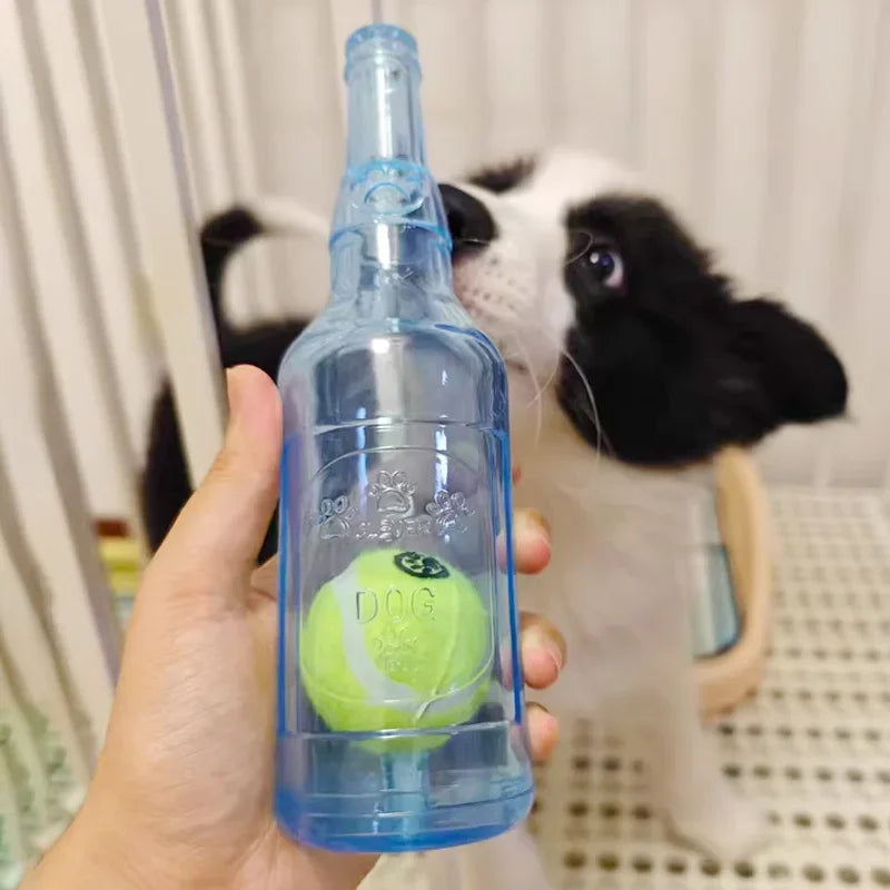 Squeaky Bottle Toy with Tennis Ball