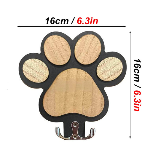 Paw-Print Wooden Leash Hook