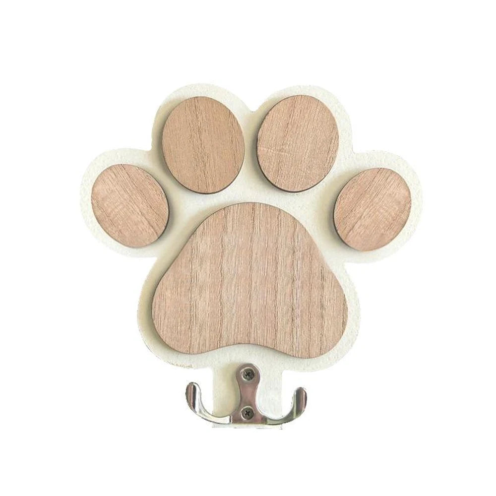 Paw-Print Wooden Leash Hook