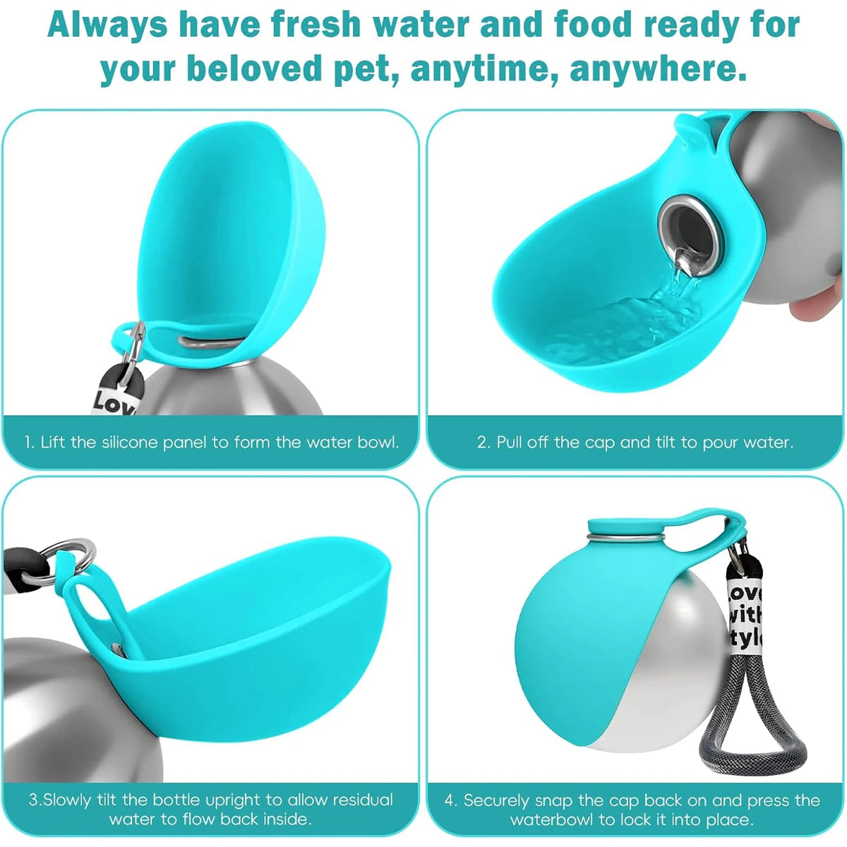 2-in-1 Stainless Water Bottle & Bowl