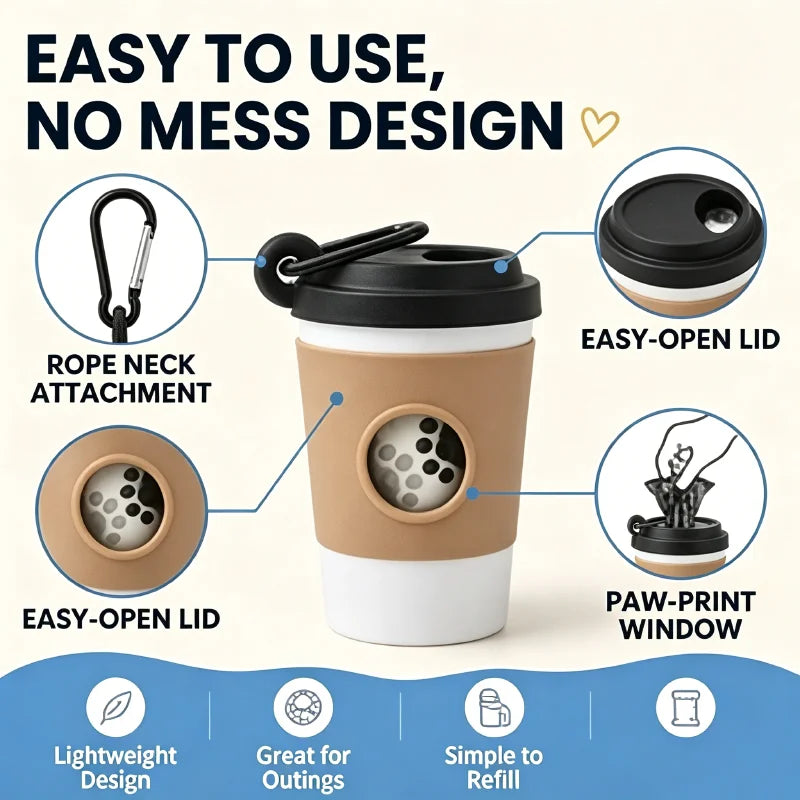 Coffee-Cup Poop Bag Dispenser