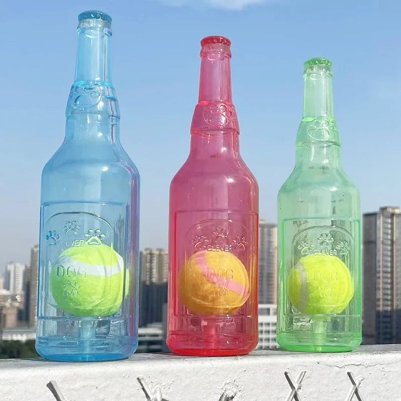 Squeaky Bottle Toy with Tennis Ball