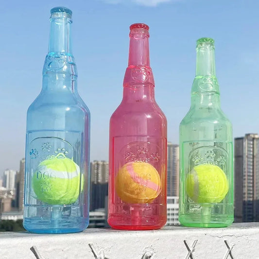 Squeaky Bottle Toy with Tennis Ball