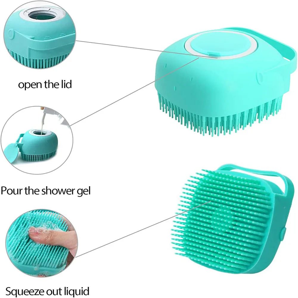 Silicone Bath Brush with Shampoo Reservoir
