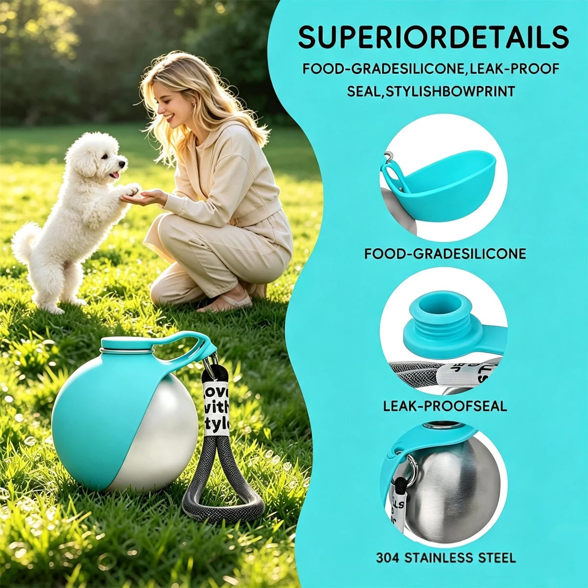2-in-1 Stainless Water Bottle & Bowl