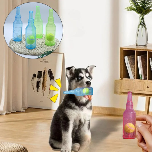 Squeaky Bottle Toy with Tennis Ball