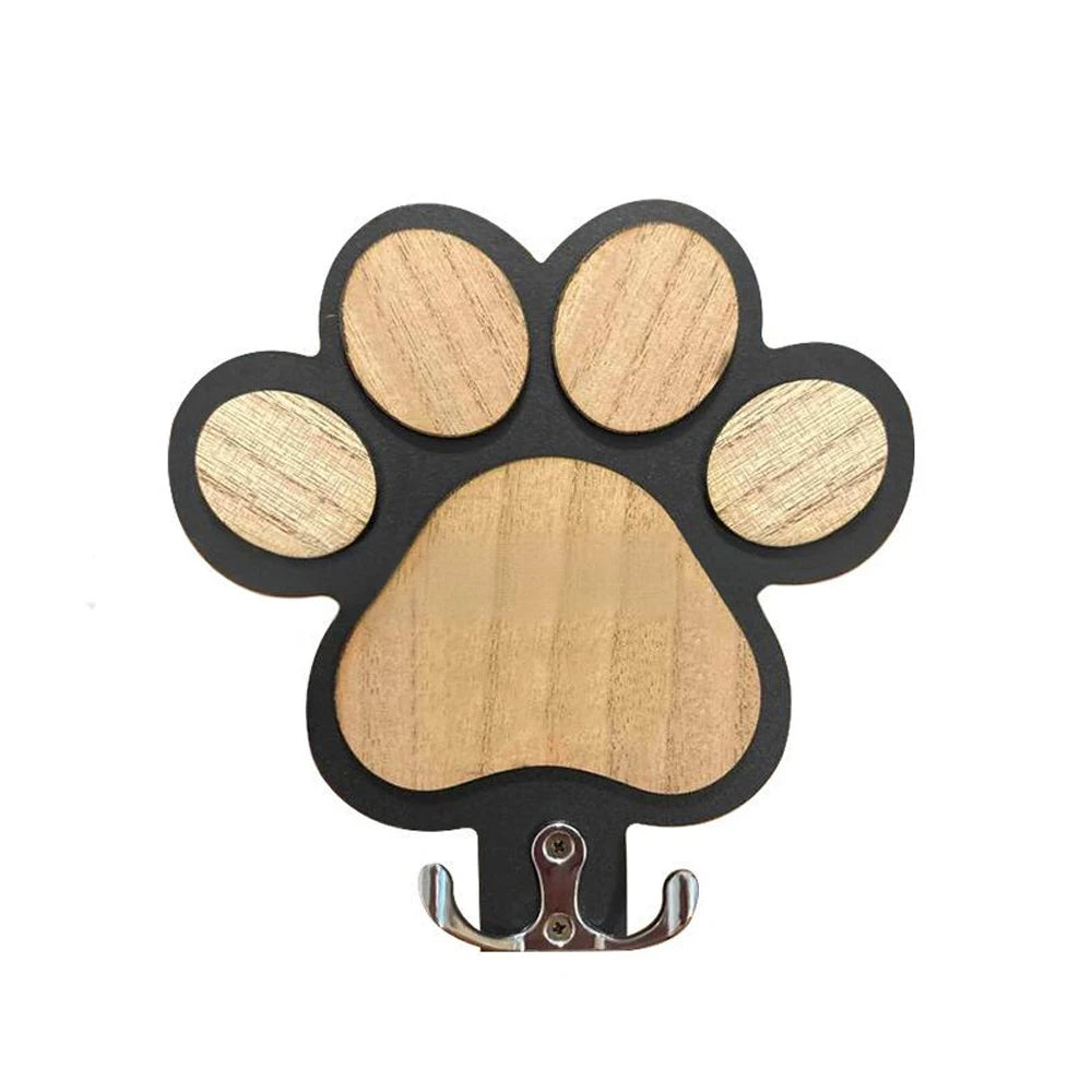 Paw-Print Wooden Leash Hook