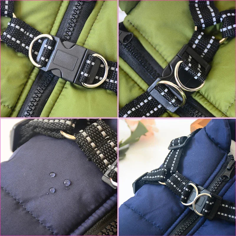 Large-Dog Jacket with Harness Opening