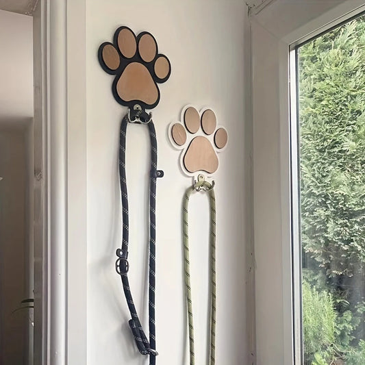 Paw-Print Wooden Leash Hook